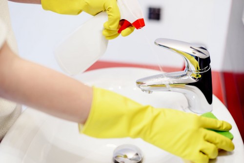 Cleaning a carpet stain with a blotting cloth