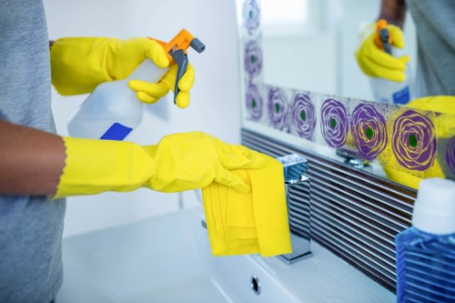 Technician performing deep mattress cleaning